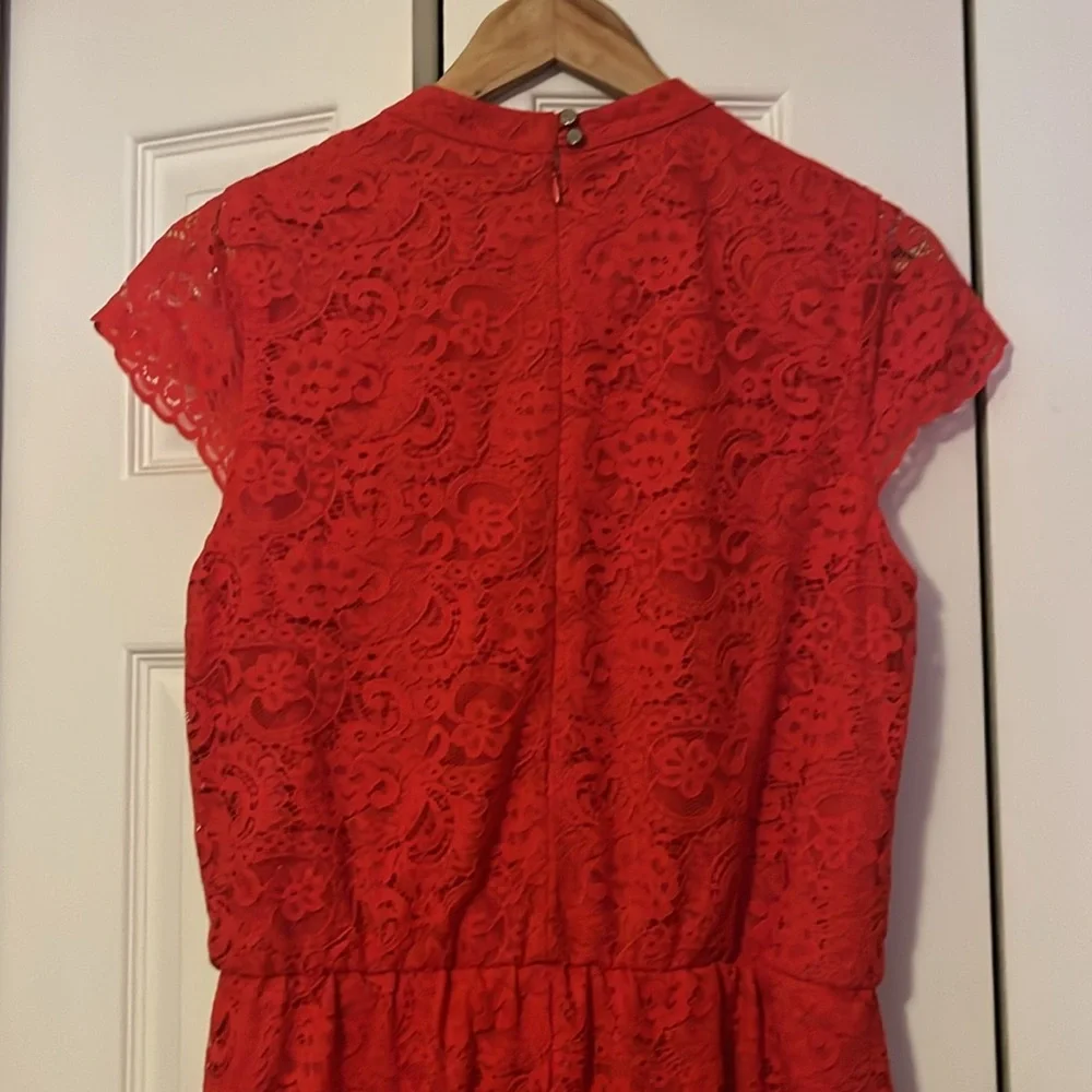 Love Reign Fire Red Lace Romper Large - Picture 4 of 5